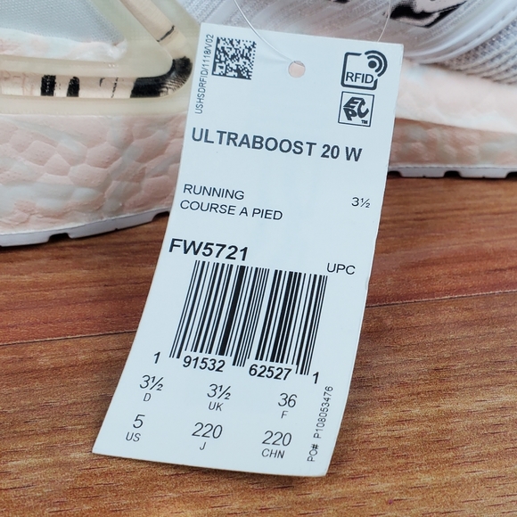 Adidas Women's UltraBoost 20 "Glam Pack- White Pink Tint" FW5721 Size 5 and 6 - Picture 8 of 9